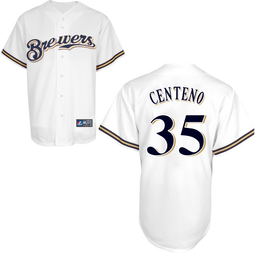 Juan Centeno #35 Youth Baseball Jersey-Milwaukee Brewers Authentic Home White Cool Base MLB Jersey